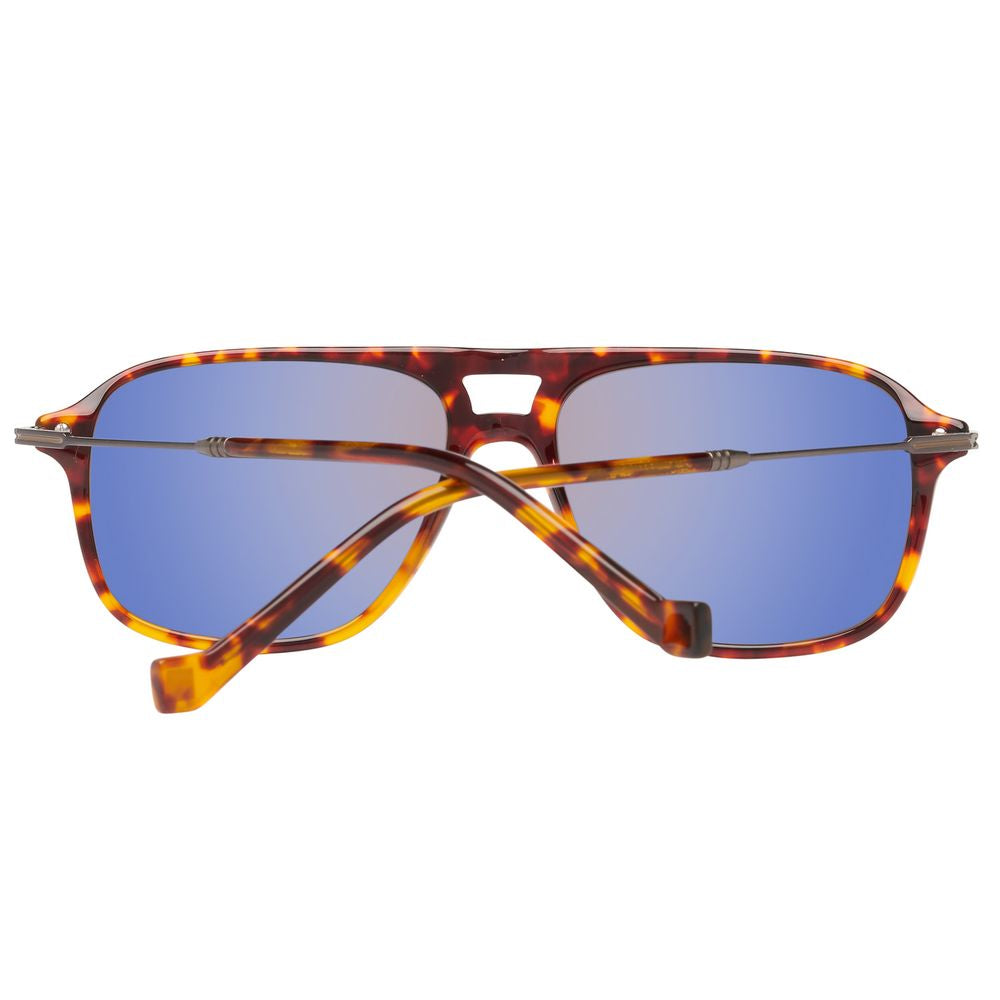 Lunettes de soleil Hackett en cuir de veau marron