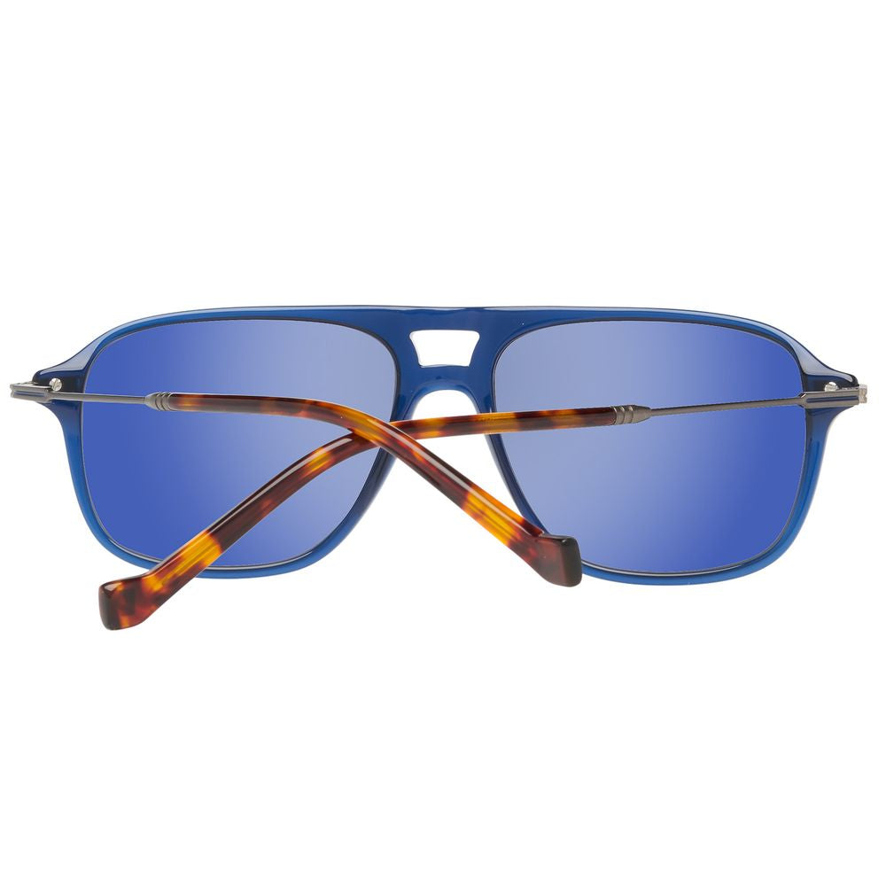 Lunettes de soleil Hackett en cuir de veau bleu