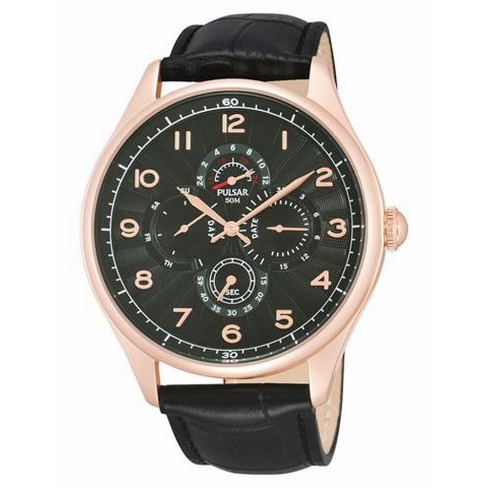 Montre Pulsar en cuir noir