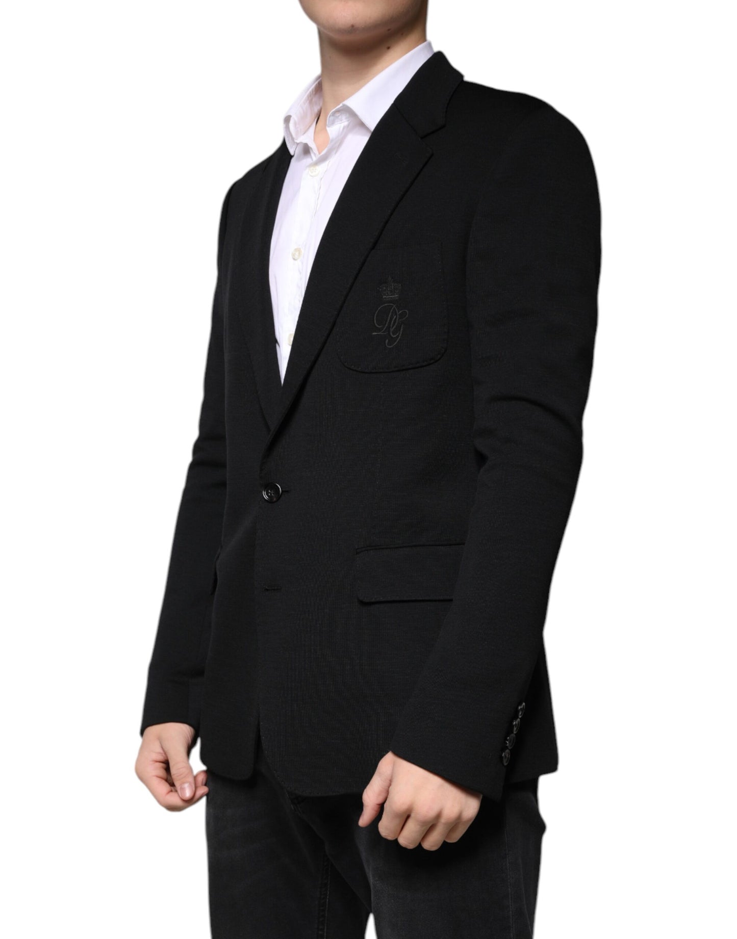Blazer formel à simple boutonnage en laine noire Dolce & Gabbana