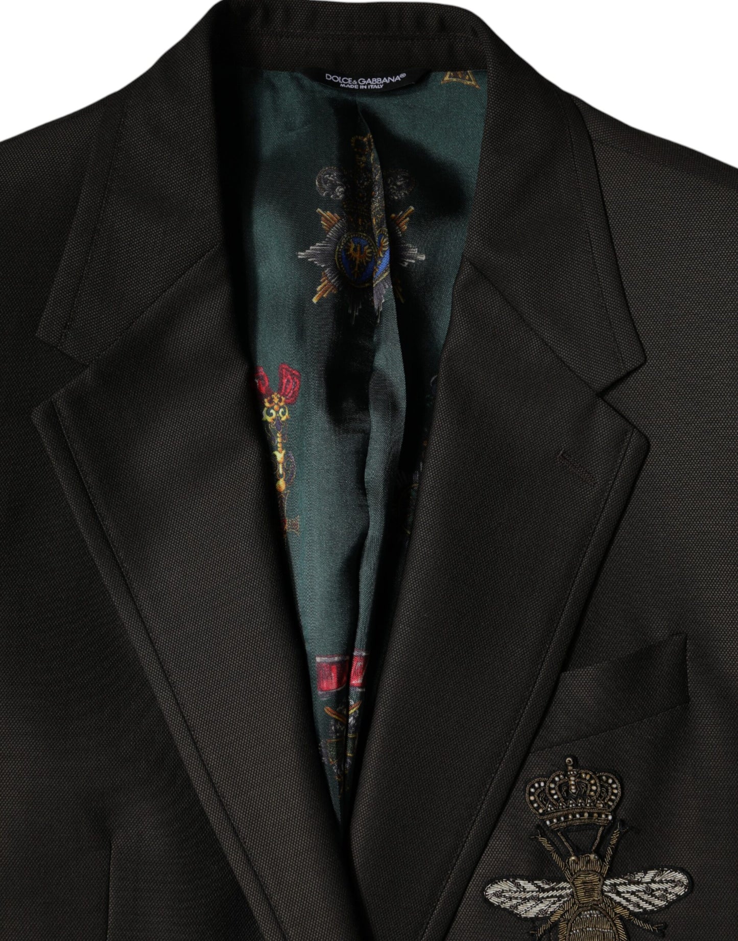 Dolce & Gabbana Blazer Veste en laine marron et vert abeille