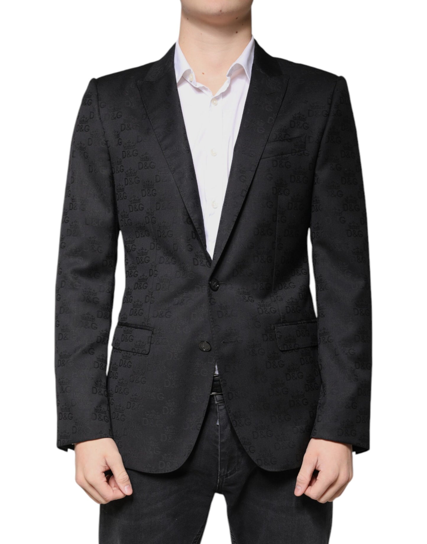 Blazer formel à simple boutonnage en laine noire Dolce & Gabbana