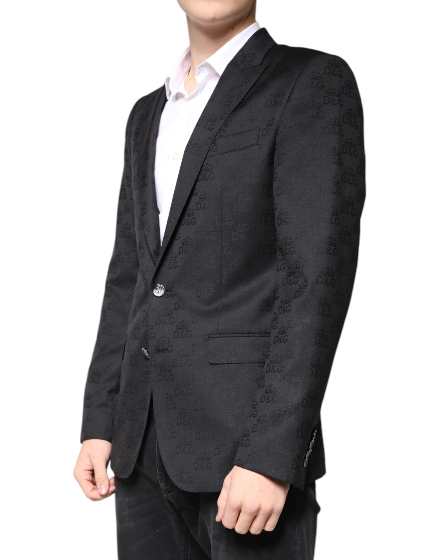 Blazer formel à simple boutonnage en laine noire Dolce & Gabbana