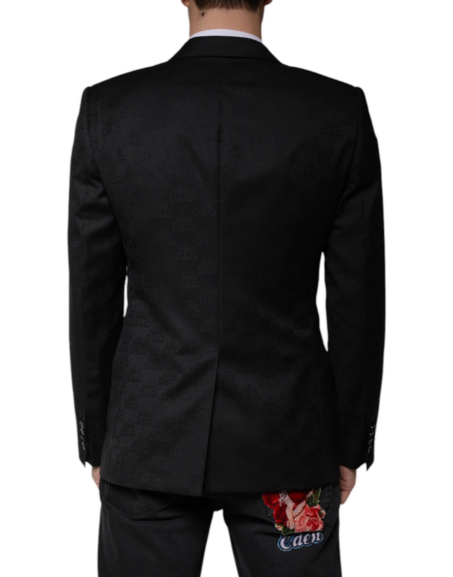 Blazer formel à simple boutonnage en laine noire Dolce & Gabbana