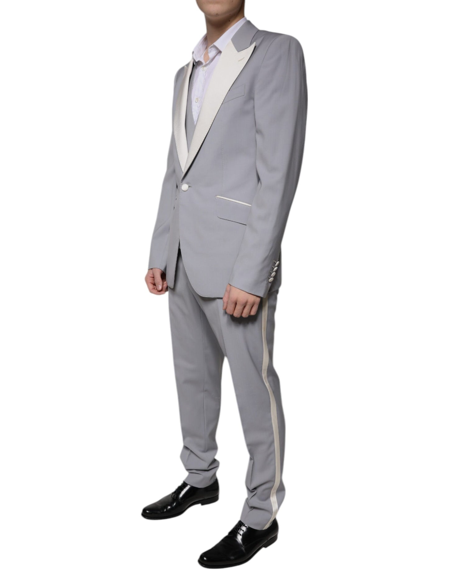 Costume 3 pièces slim fit en laine grise Dolce & Gabbana