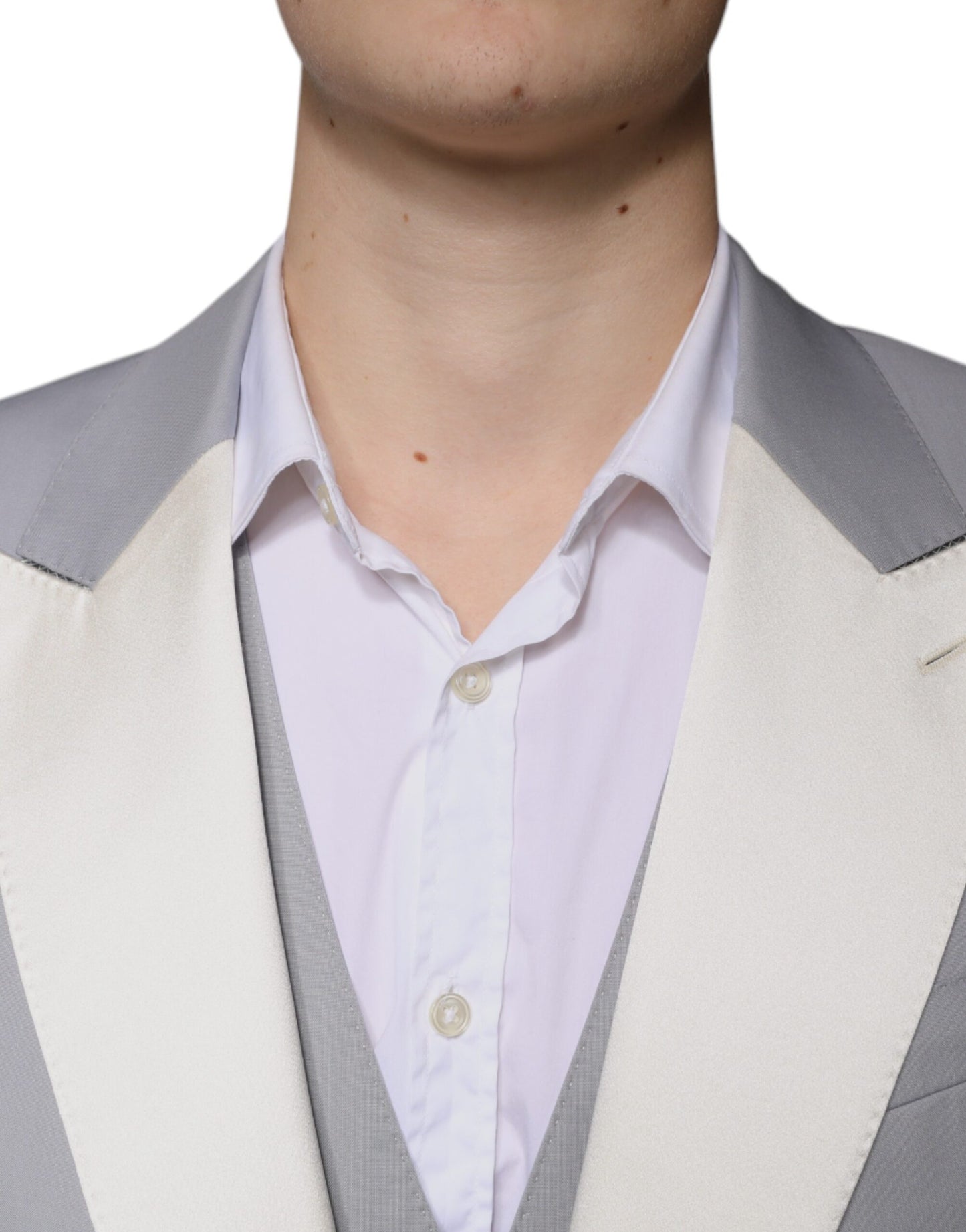 Costume 3 pièces slim fit en laine grise Dolce & Gabbana