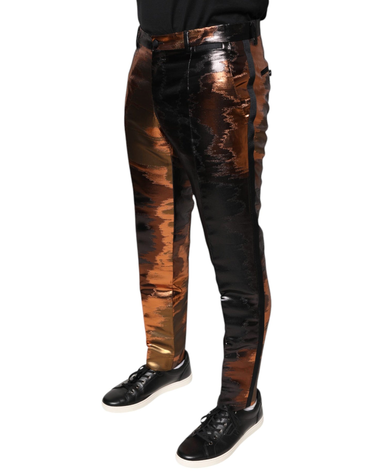 Dolce & Gabbana Multicolor Jacquard Skinny Men Pants by Dolce & Gabbana