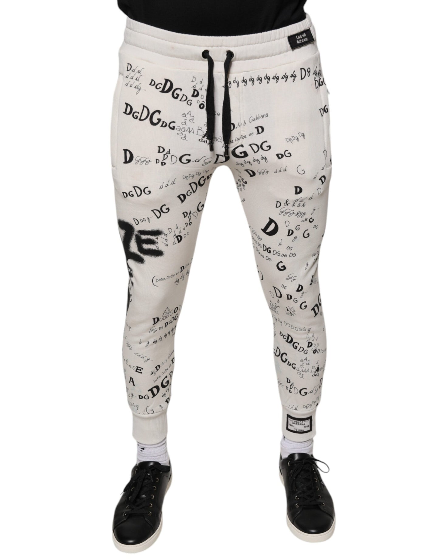 Dolce & Gabbana White Printed Cotton Jogger Sweatpants Pants by Dolce & Gabbana