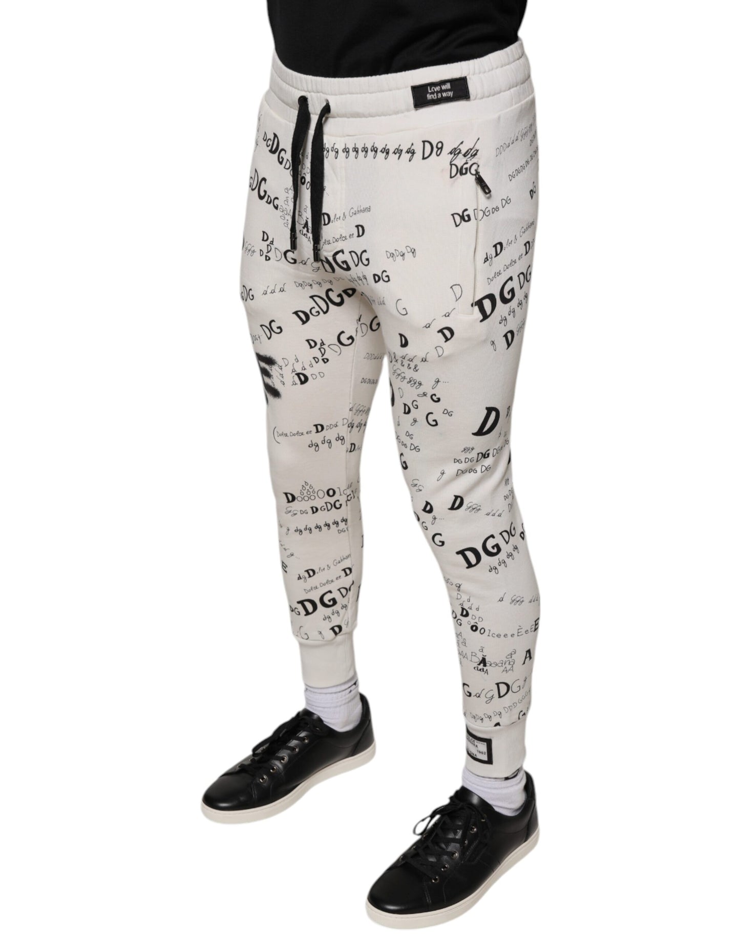 Dolce & Gabbana White Printed Cotton Jogger Sweatpants Pants by Dolce & Gabbana