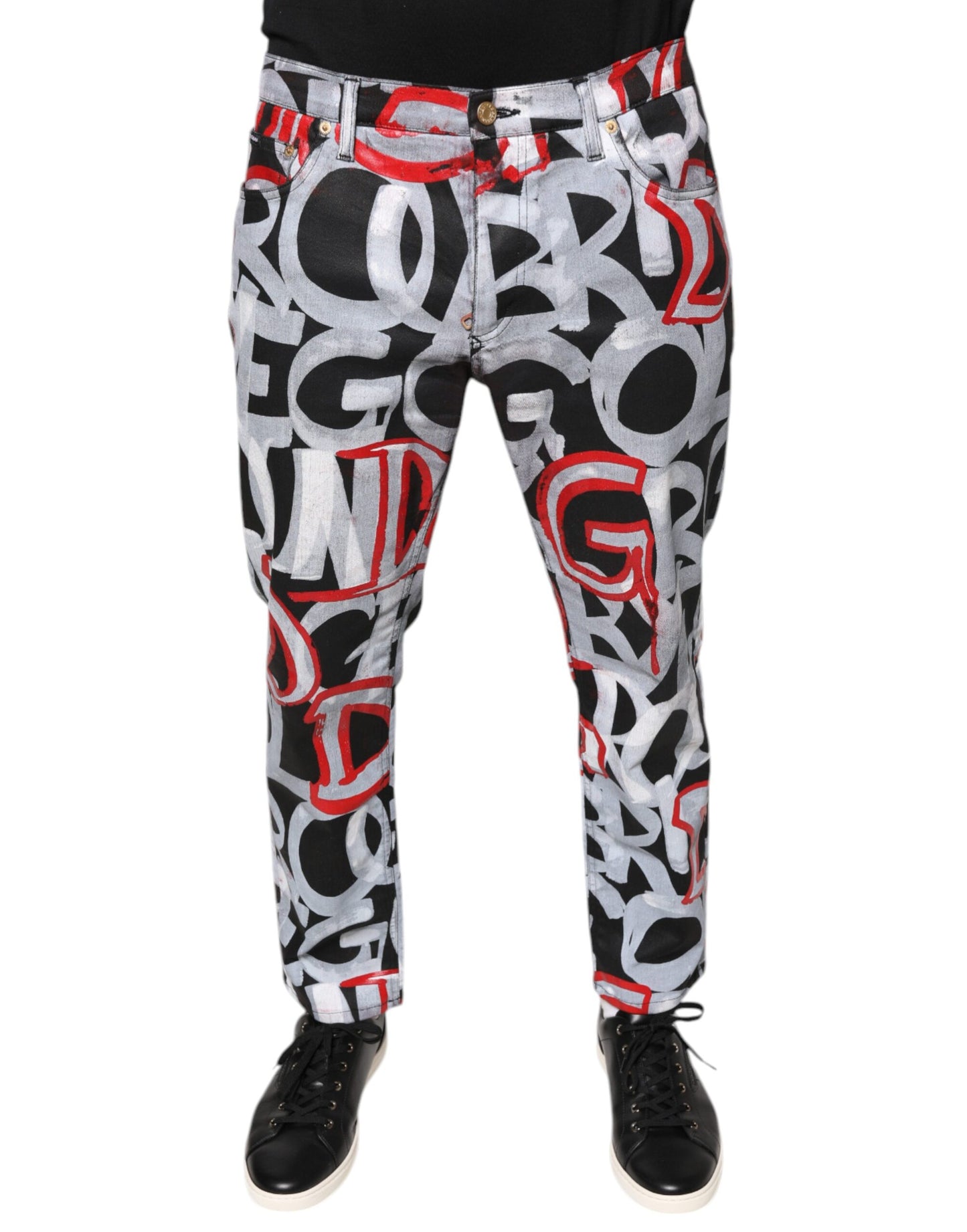 Dolce & Gabbana Multicolor Cotton Monogram Skinny Denim Jeans by Dolce & Gabbana