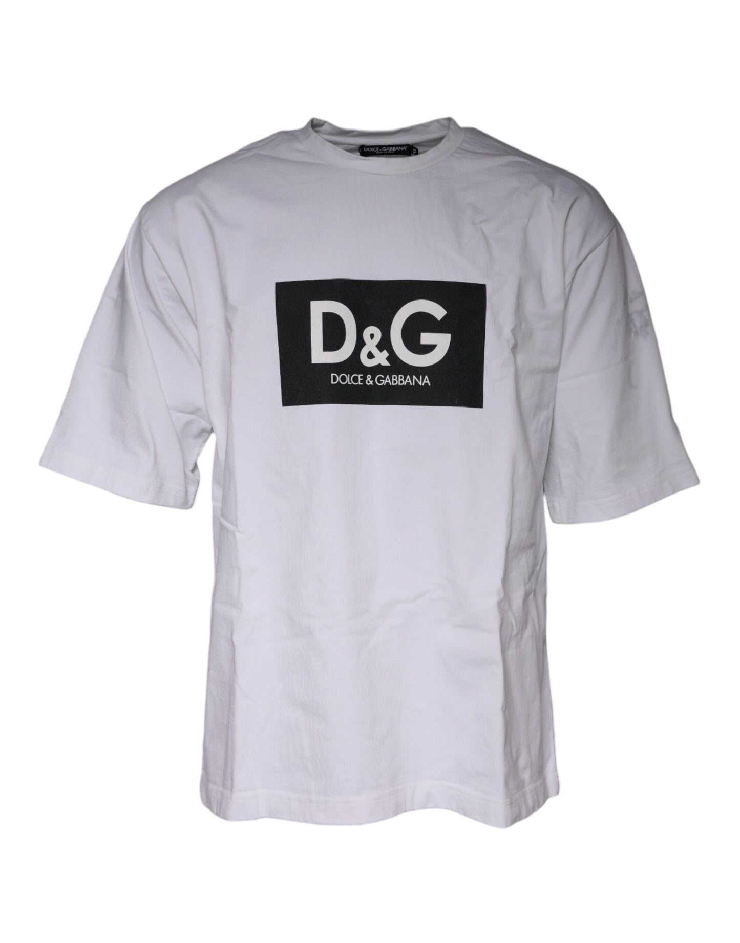 Dolce & Gabbana White Logo Print Cotton Crew Neck T-shirt by Dolce & Gabbana