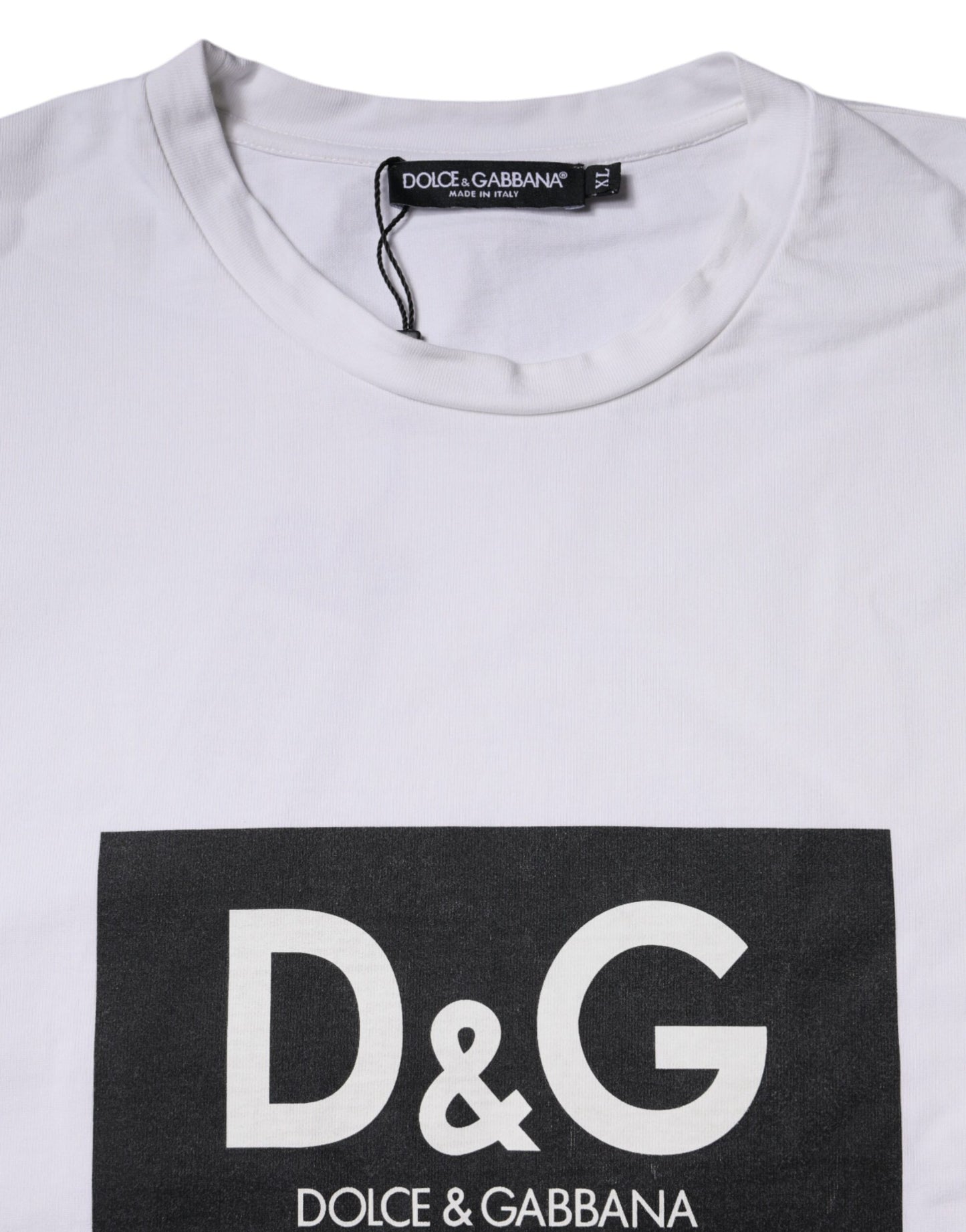 Dolce & Gabbana White Logo Print Cotton Crew Neck T-shirt by Dolce & Gabbana