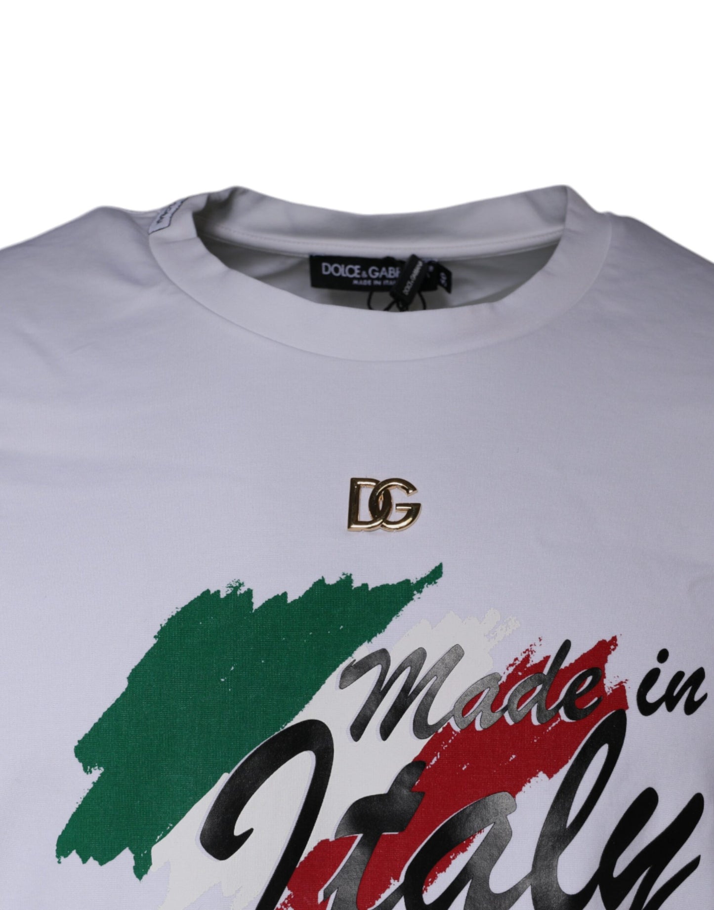 Dolce & Gabbana White Graphic Print Cotton Crew Neck T-shirt by Dolce & Gabbana