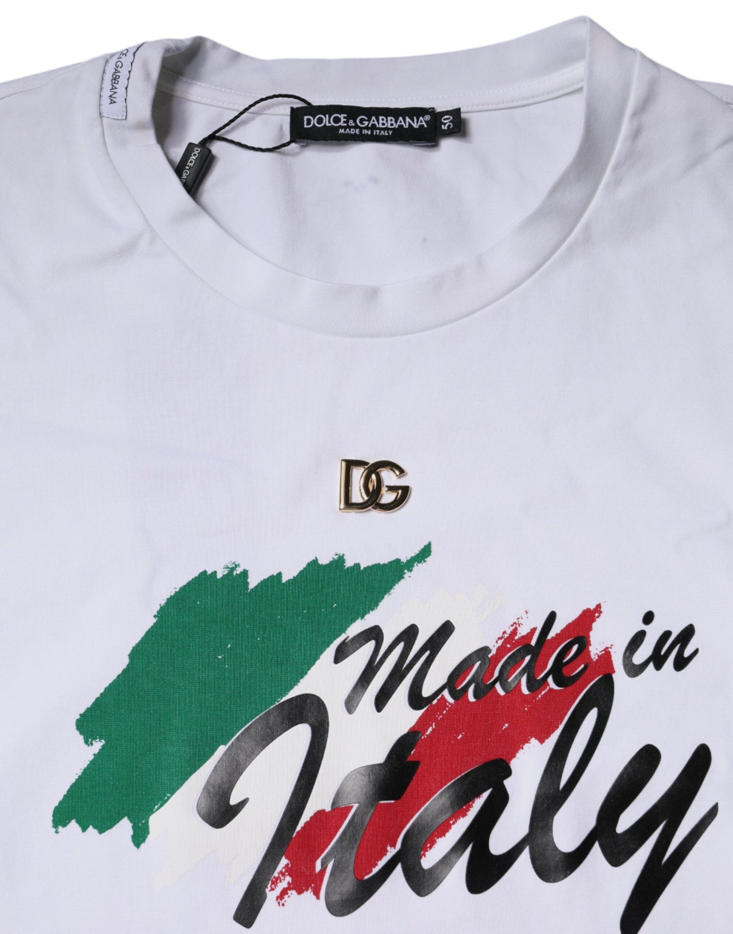 Dolce & Gabbana White Graphic Print Cotton Crew Neck T-shirt by Dolce & Gabbana