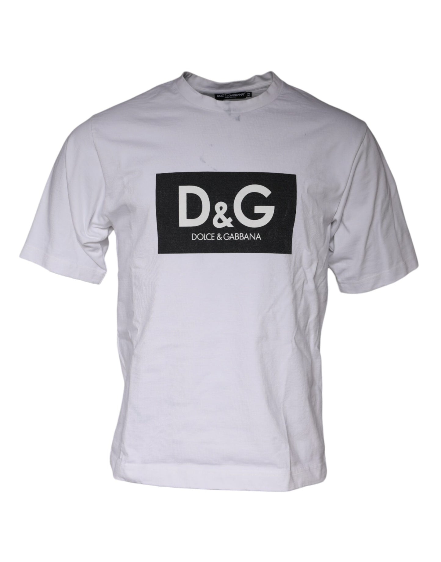 Dolce & Gabbana White Logo Print Cotton Crew Neck T-shirt by Dolce & Gabbana