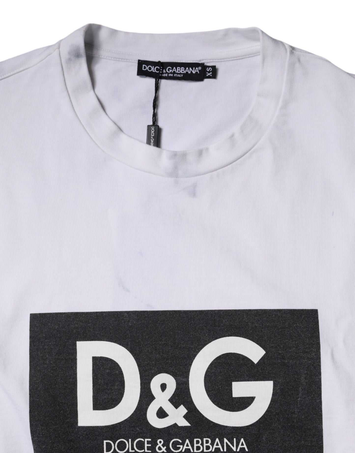 Dolce & Gabbana White Logo Print Cotton Crew Neck T-shirt by Dolce & Gabbana
