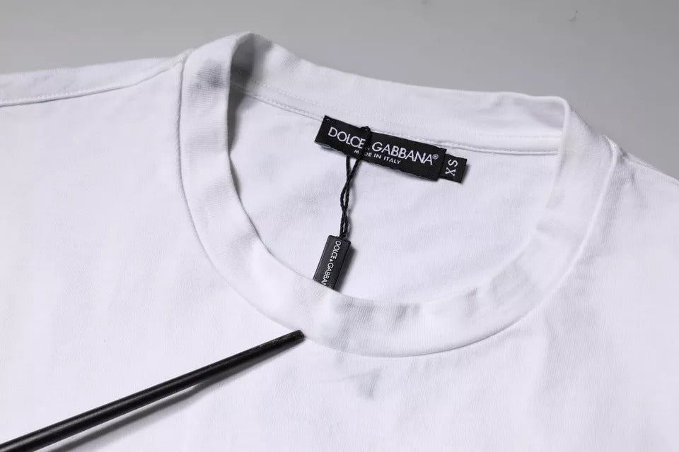 Dolce & Gabbana White Logo Print Cotton Crew Neck T-shirt by Dolce & Gabbana