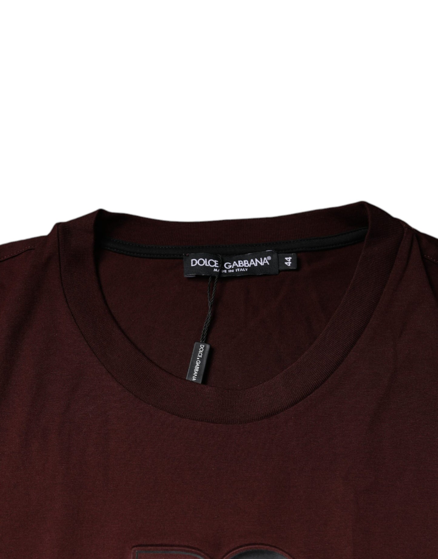 Dolce & Gabbana Maroon DG Logo Cotton Crew Neck T-shirt by Dolce & Gabbana