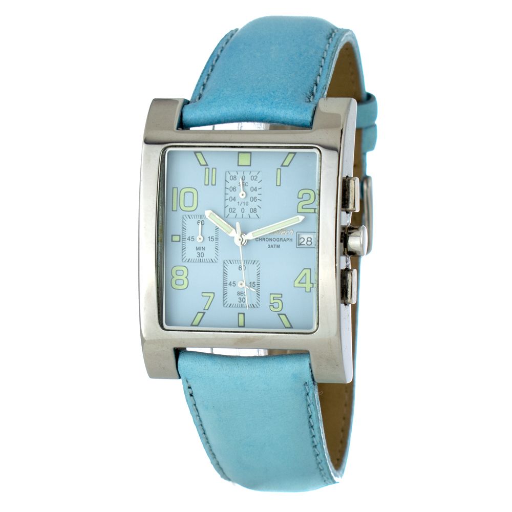 Montre Chronotech en cuir bleu