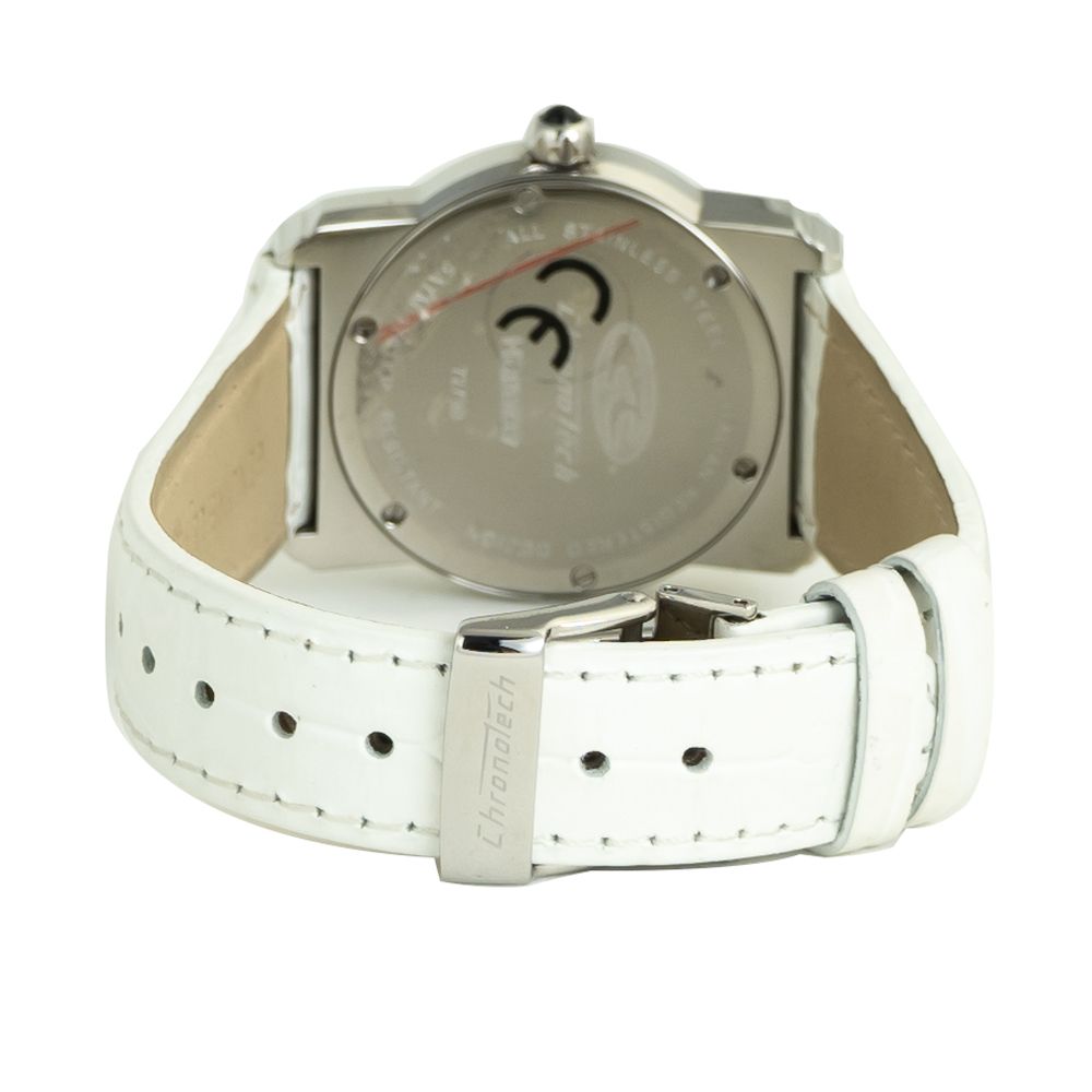 Montre Chronotech en cuir blanc
