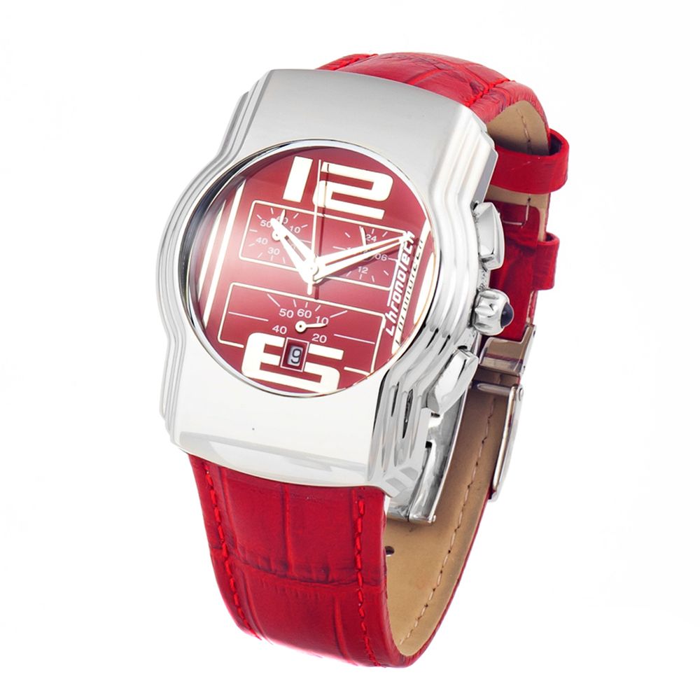 Montre Chronotech en cuir rouge