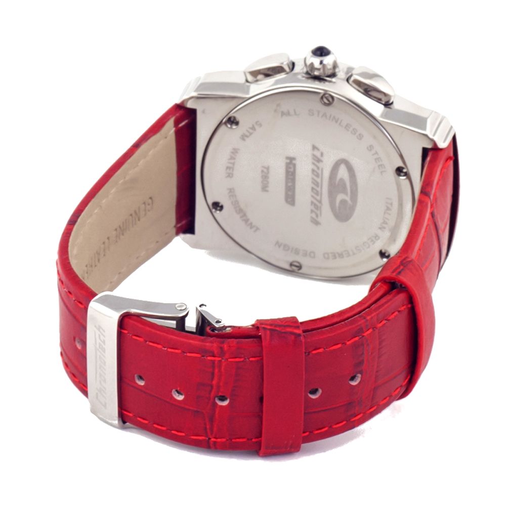 Montre Chronotech en cuir rouge