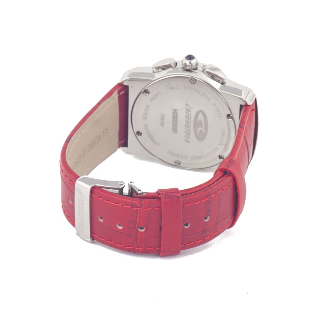 Montre Chronotech en cuir rouge