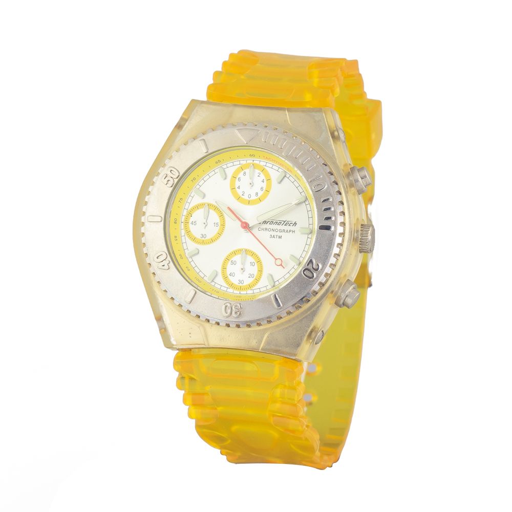 Montre Chronotech en caoutchouc jaune