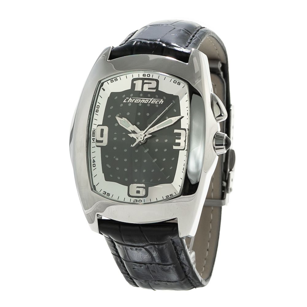 Montre Chronotech en cuir noir