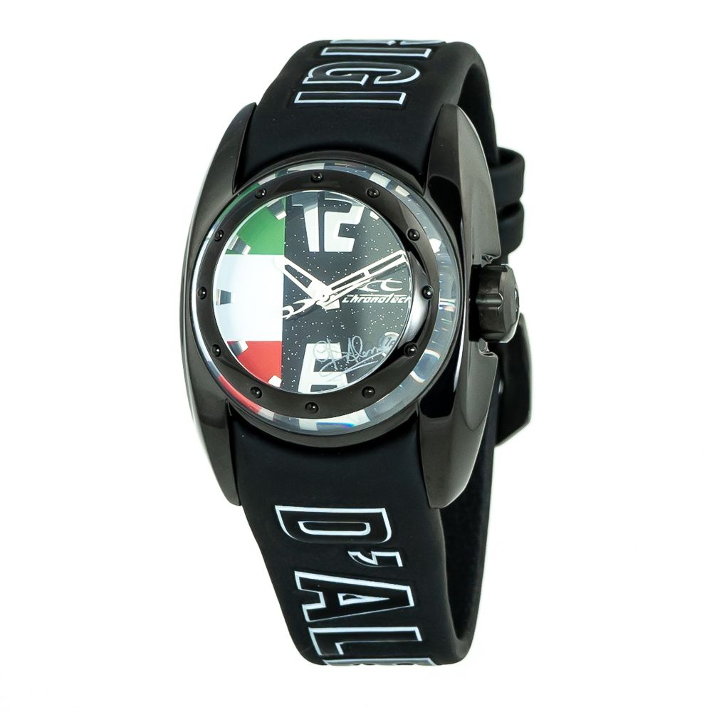 Montre Chronotech en caoutchouc noir
