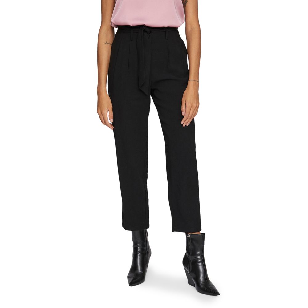Vila Clothes Black Viscose Cropped Pant by Vila Clothes