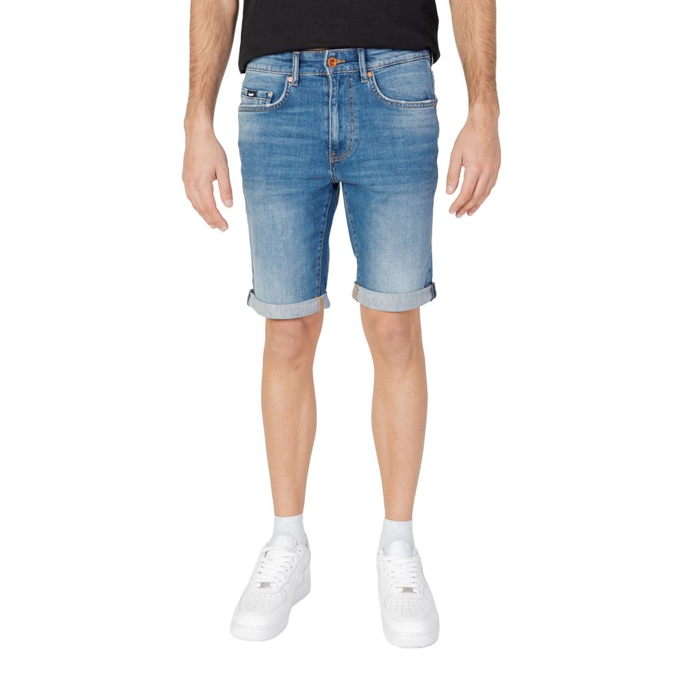 Short en coton bleu gaz