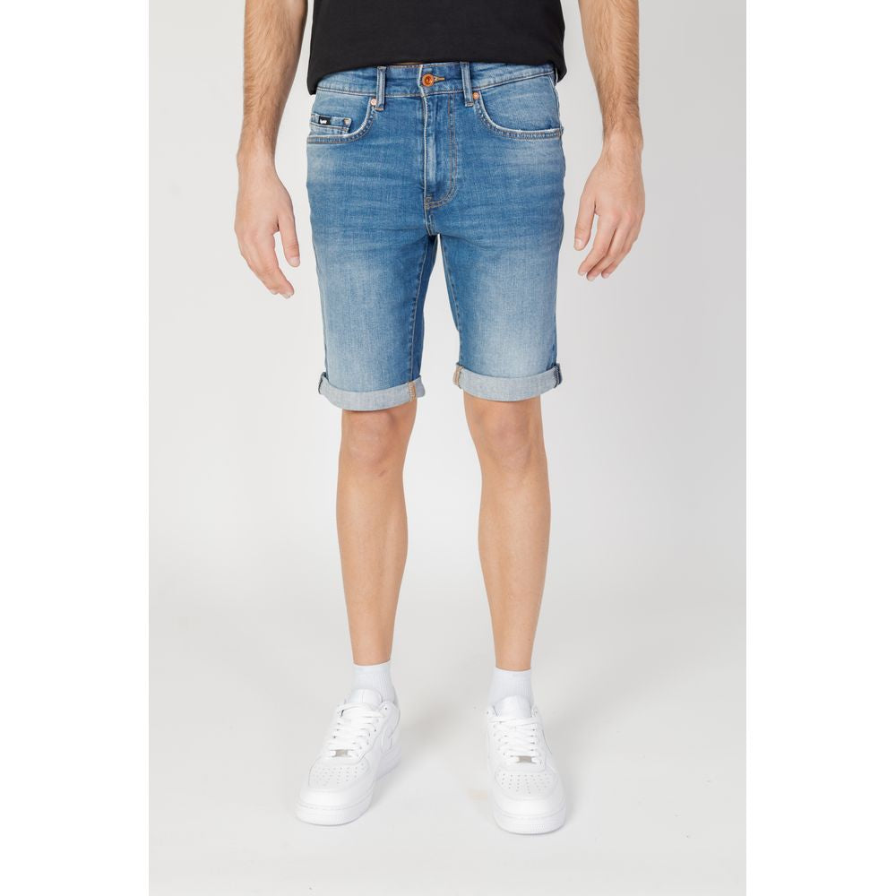 Short en coton bleu gaz