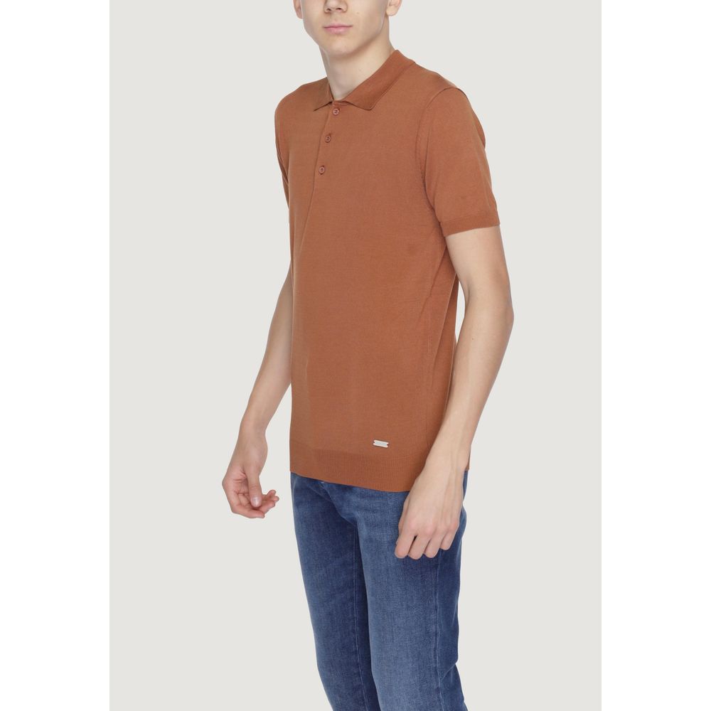 Polo en viscose marron Gianni Lupo