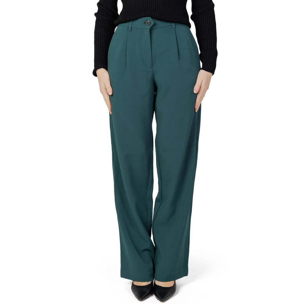 Vila Clothes Green Recycled Polyester Pant by Vila Clothes