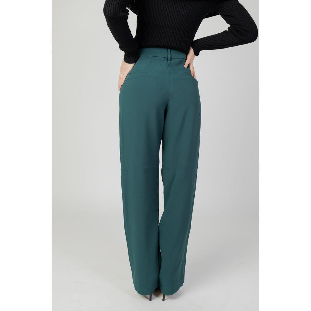 Vila Clothes Green Recycled Polyester Pant by Vila Clothes