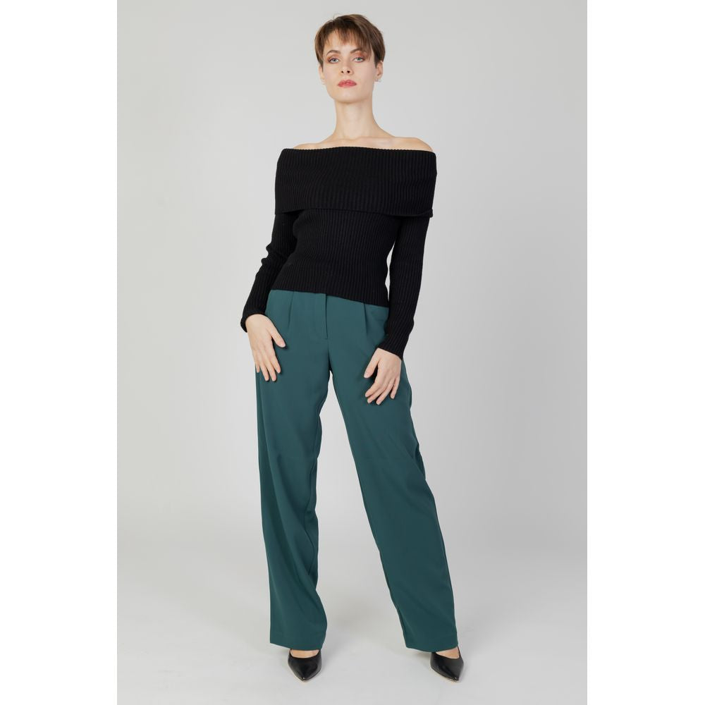 Vila Clothes Green Recycled Polyester Pant by Vila Clothes