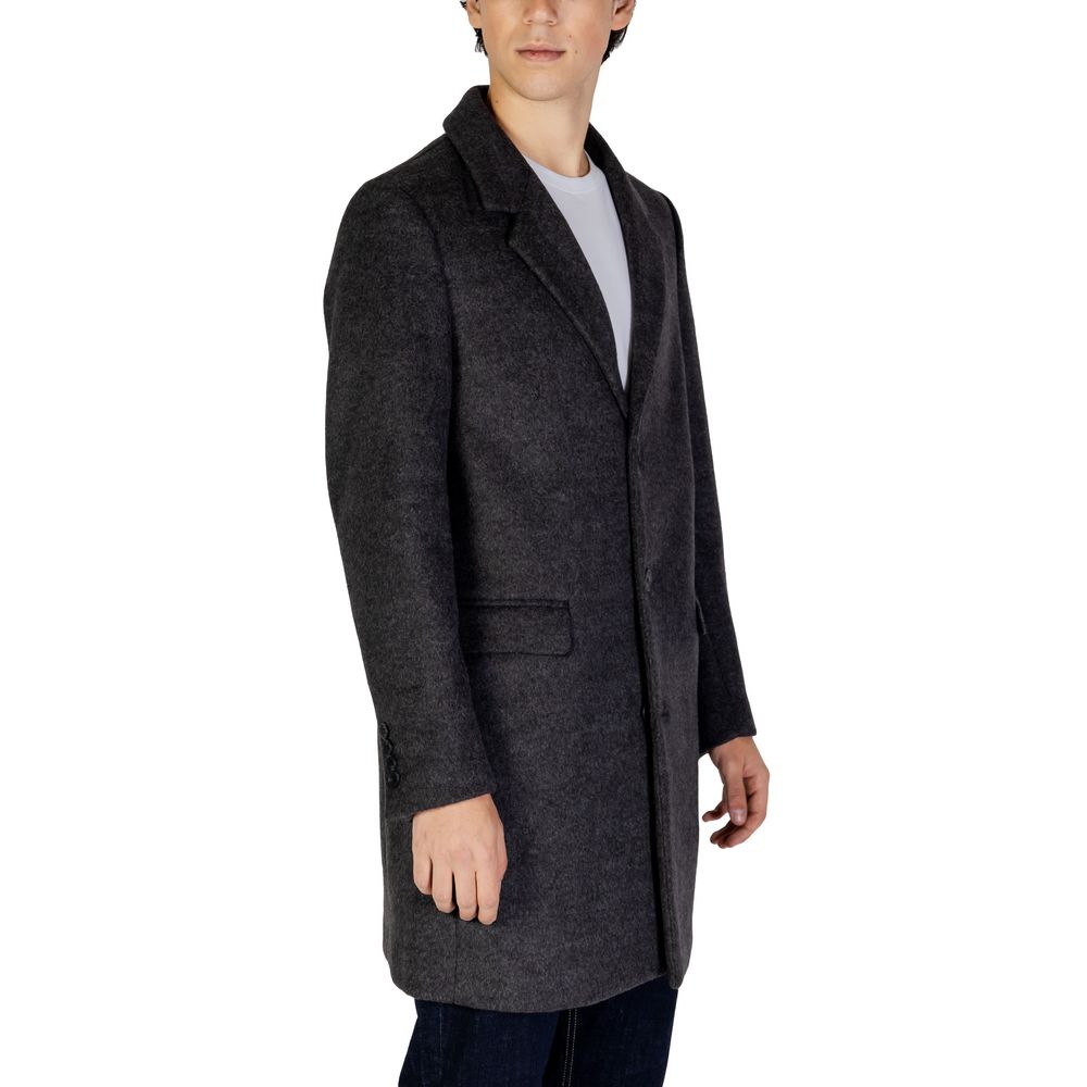 Antony Morato Gray Polyester Coat by Antony Morato