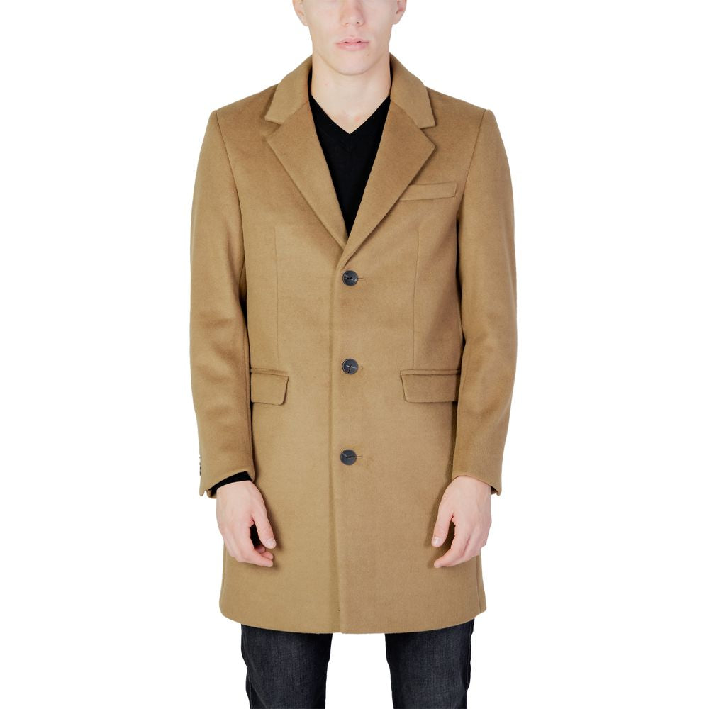 Antony Morato Beige Polyester Coat by Antony Morato