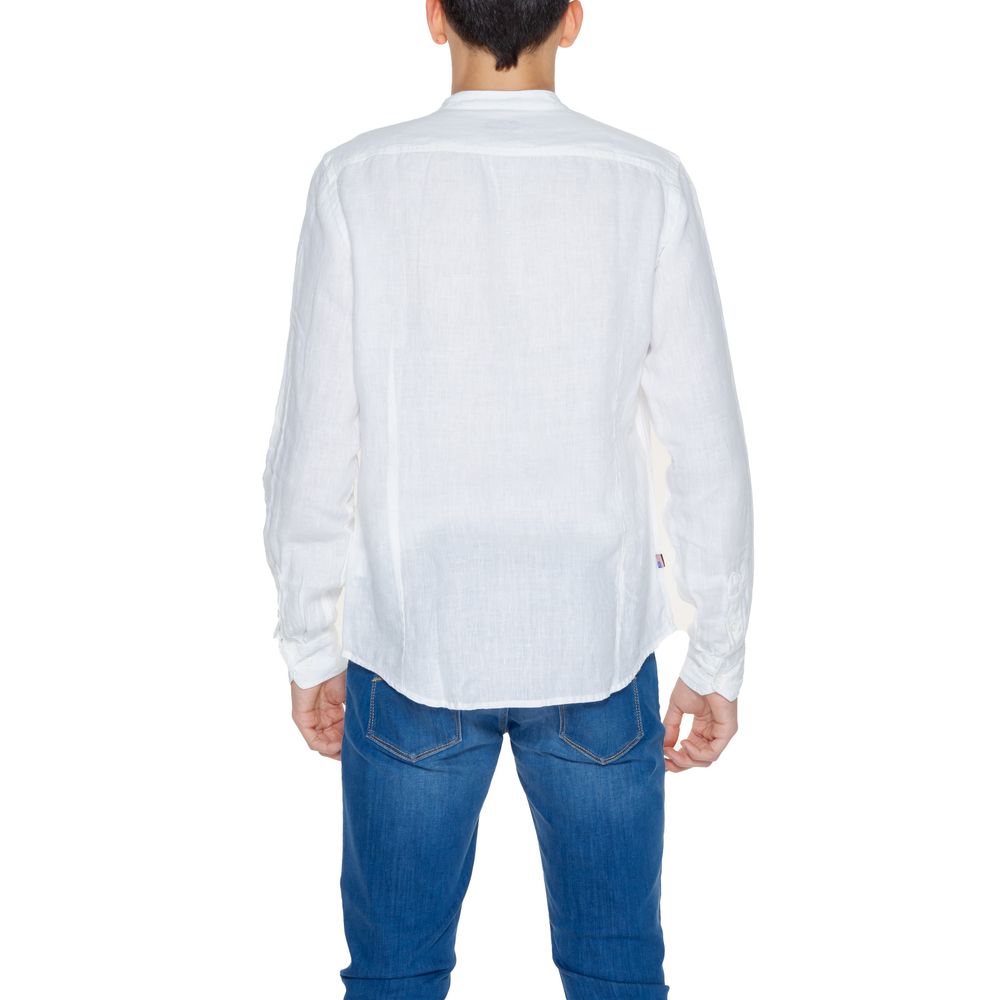 Chemise en lin bleu et blanc