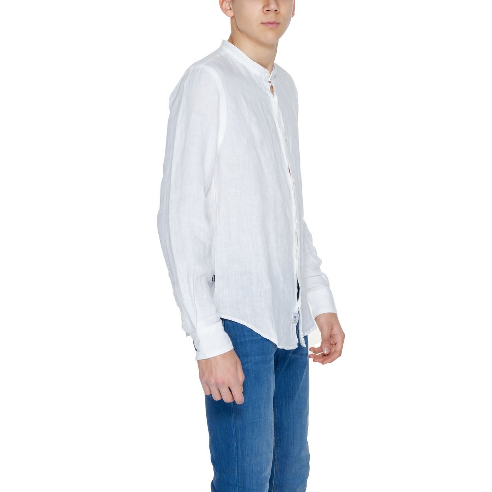 Chemise en lin bleu et blanc