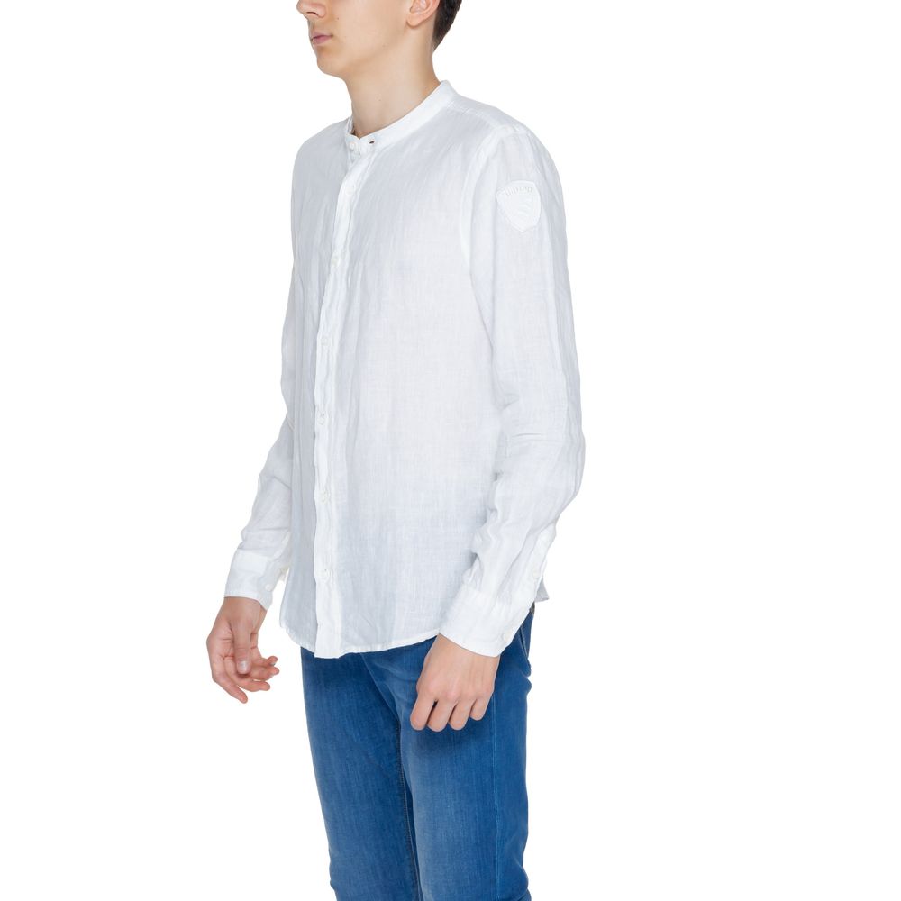 Chemise en lin bleu et blanc