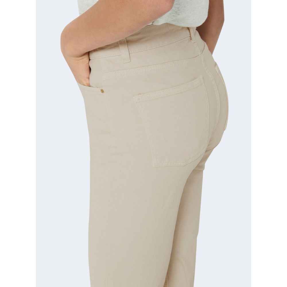 Only Beige Cotton Mom Jean