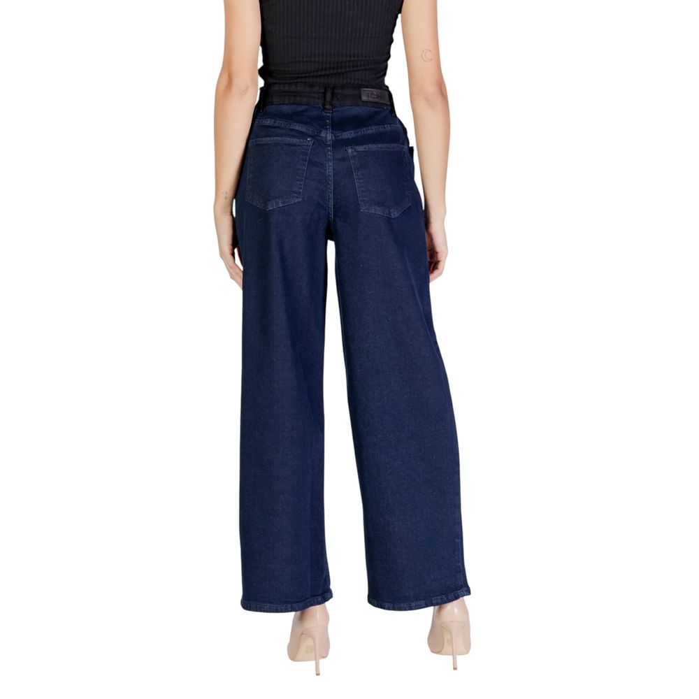 ICHI Blue Cotton Pant by ICHI