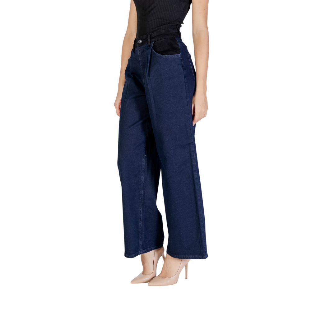 ICHI Blue Cotton Pant by ICHI