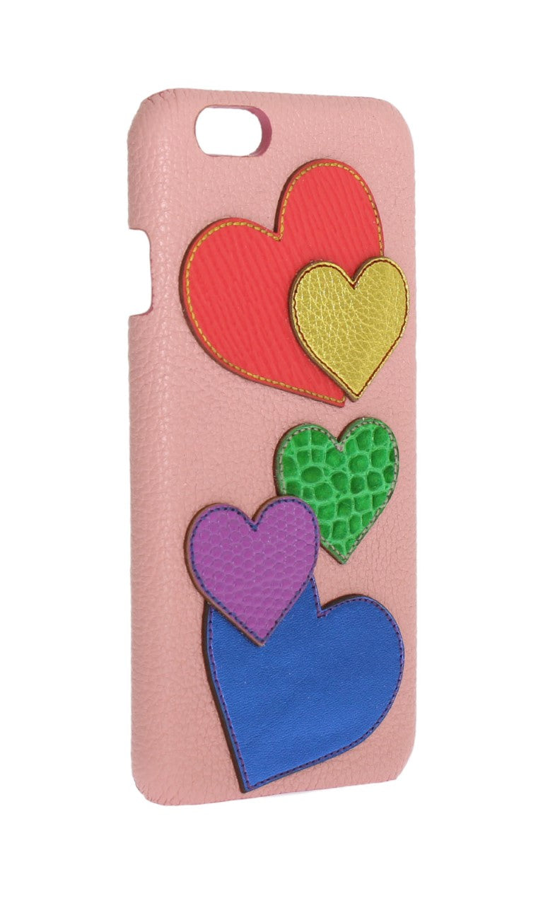 Coque de téléphone Dolce & Gabbana Chic en cuir rose ornée de cœurs