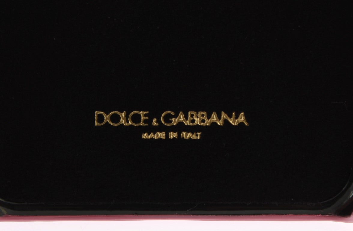 Coque de téléphone Dolce & Gabbana Chic en cuir rose ornée de cœurs