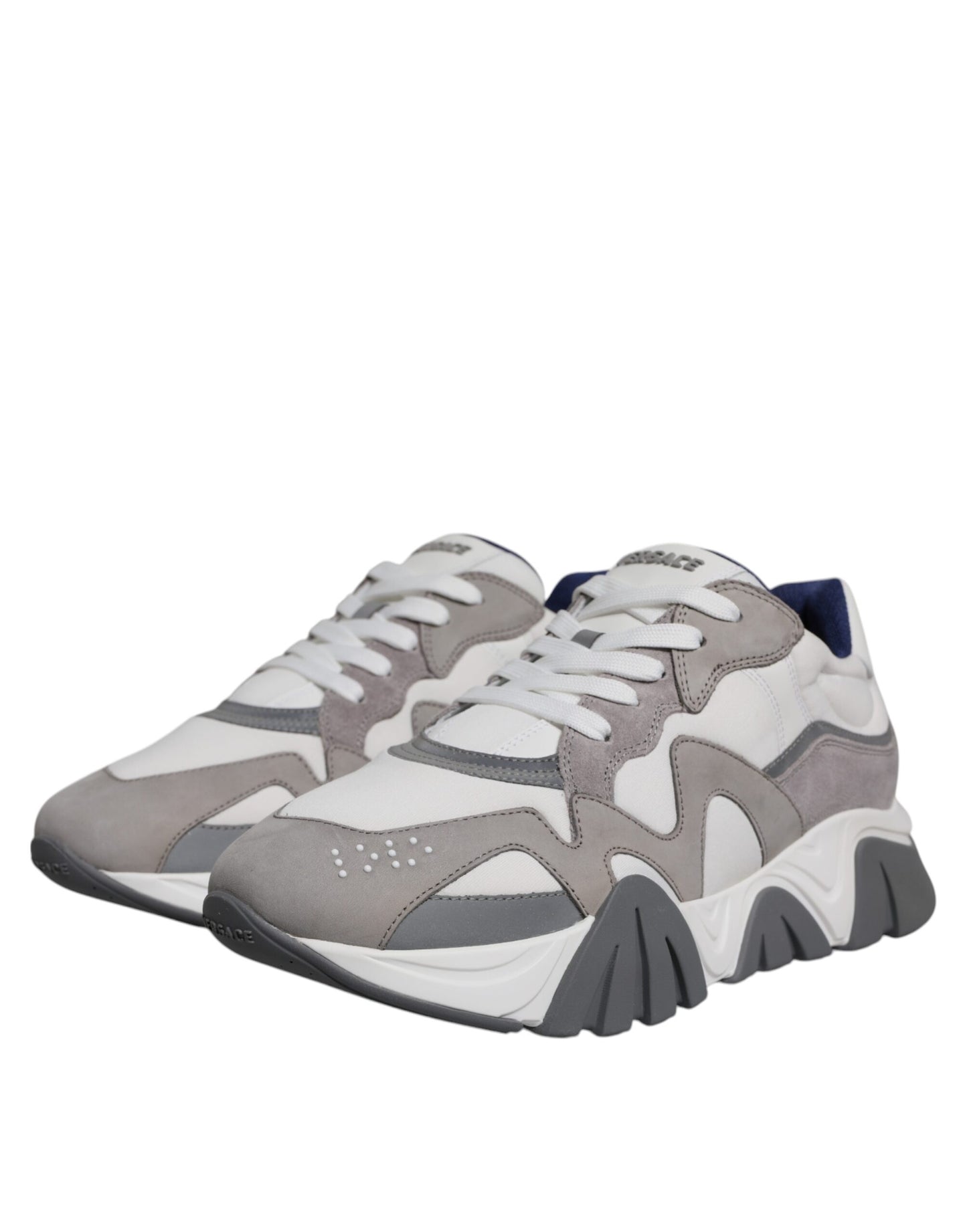 Baskets basses épaisses Versace en cuir gris néoprène Squalo
