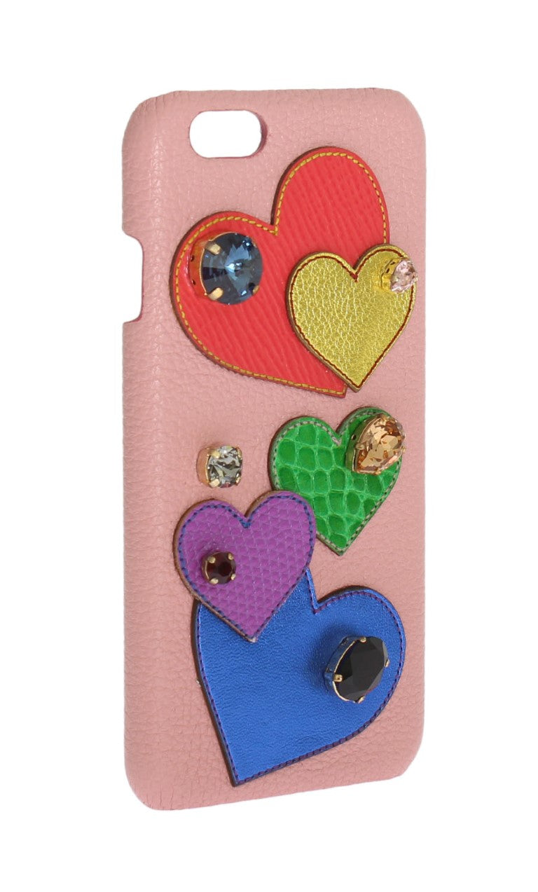 Coque iPhone en cuir rose Dolce & Gabbana Chic avec cristaux