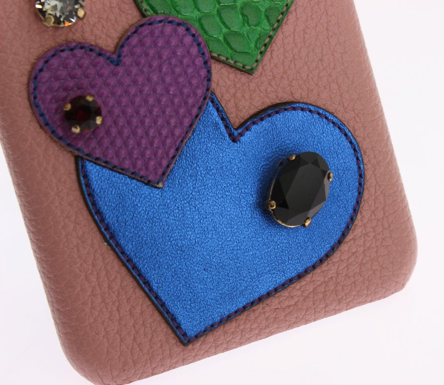Coque iPhone en cuir rose Dolce & Gabbana Chic avec cristaux